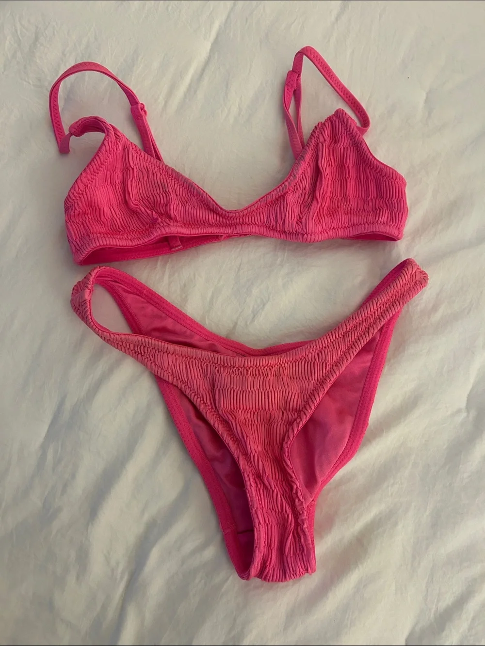 triangl swimwear Hot Pink Smocked Two-Piece Bikini